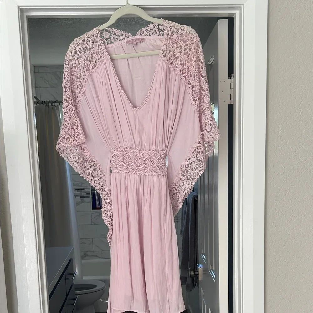 Calypso St. Barth Light PinkβCrochet Dress